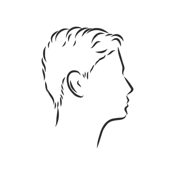 Perfil lateral del contorno de una cabeza humana masculina. ilustración de bosquejo de vector de perfil masculino — Archivo Imágenes Vectoriales