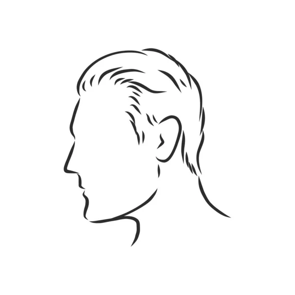 Outline side profile of a human male head. male profile vector sketch illustration — Stock Vector