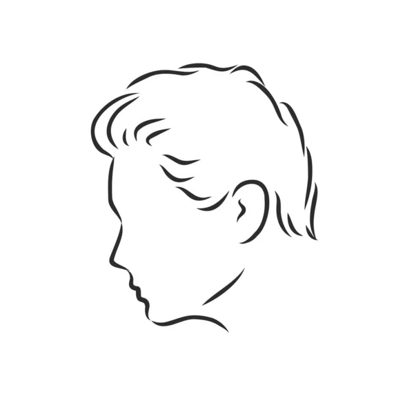 人間の男性頭の概要。男性のプロフィールベクトル図 — ストックベクタ
