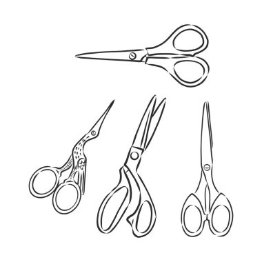 Doodle stili makas çizimi. Makas, vektör çizimi çizimi