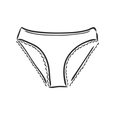 Vektör eli çizilmiş iç çamaşırı karalama ikonu. Beyaz arkaplanda izole edilmiş baskı, web, mobil ve bilgi grafikleri için iç çamaşırı çizimi.