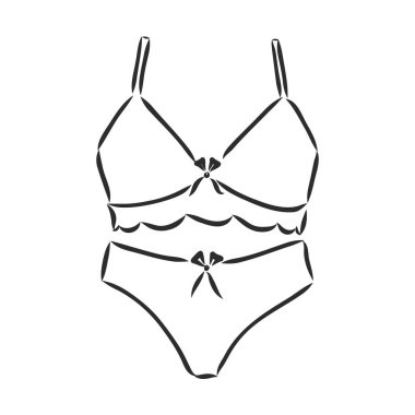 Vektör eli çizilmiş iç çamaşırı karalama ikonu. Beyaz arkaplanda izole edilmiş baskı, web, mobil ve bilgi grafikleri için iç çamaşırı çizimi.