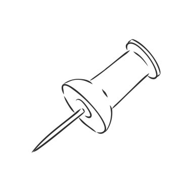 Düğmeler, raptiyeler ve ataçlar karalama tarzında. Elementler elle çizilir ve beyaz bir arkaplanda izole edilir. Siyah ve beyaz vektör çizimi. İş ve yaratıcılık için kırtasiye