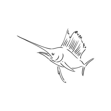Kılıç balığı, zentangle stili, vektör, illüstrasyon, el yapımı kalem, el çizimi, desen.