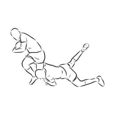Amerikan futbolu rugby oyuncusu çizimi, vektör çizimi