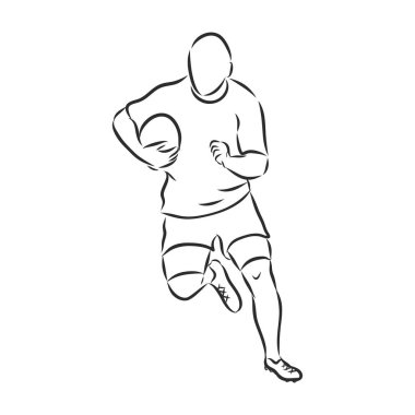 Amerikan futbolu rugby oyuncusu çizimi, vektör çizimi