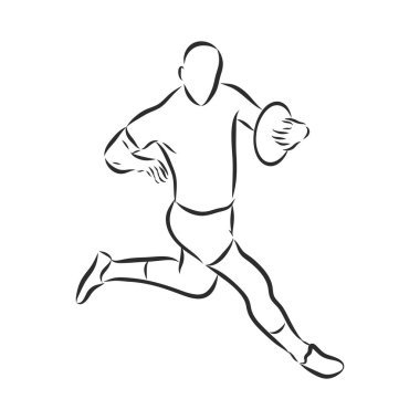 Amerikan futbolu rugby oyuncusu çizimi, vektör çizimi