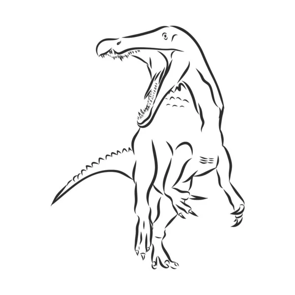 Desenhado à mão ilustração vetorial de dinossauro zangado. esboço — Vetor de Stock