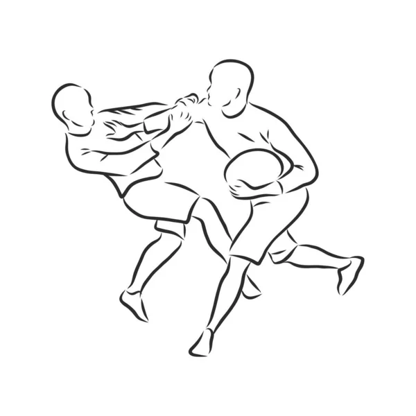 Football américain Rugby player contour, sketch vectoriel — Image vectorielle