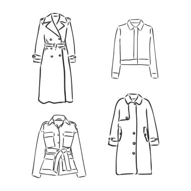 Uzun palto teknisyeni tasarımı. Moda düz erkek ceketi. Velcro Pocket Windbreaker Jacket Mockup Tasarımı beyaz arka planda izole edilmiş teknoloji paketi. Beyaz arkaplanda kaban, vektör çizimi