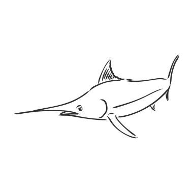 El yapımı kılıç balığı. Beyaz arkaplan üzerinde kılıçbalığı vektör çizimi