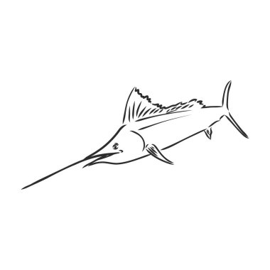 El yapımı kılıç balığı. Beyaz arkaplan üzerinde kılıçbalığı vektör çizimi