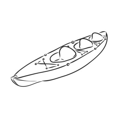 CANOE SLALOM oynatıcı - vektör çizim eli siyah çizgiler ile çizilmiş, beyaz arkaplanda izole