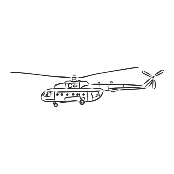 Helicóptero Ilustração Esboço Helicóptero Vetor Esboço Fundo Branco —  Vetores de Stock