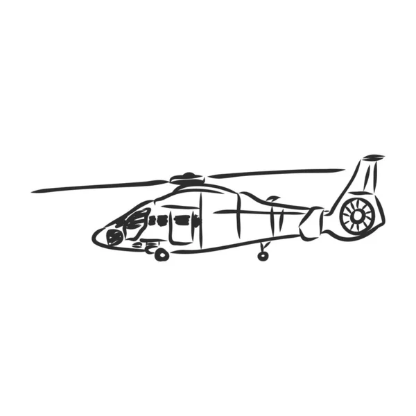 Croquis Illustration Hélicoptère Croquis Vectoriel Hélicoptère Sur Fond Blanc — Image vectorielle