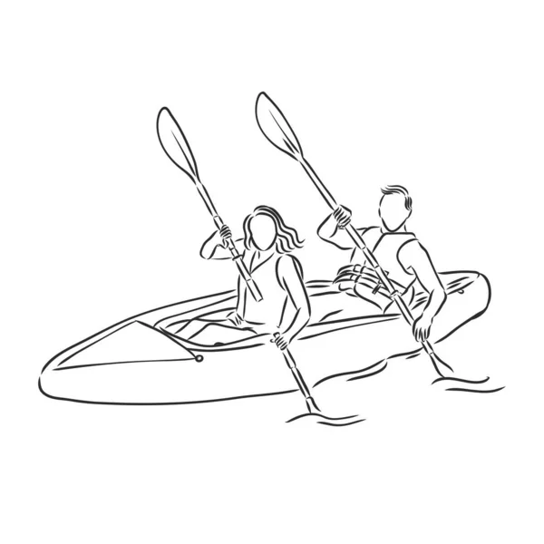 Schizzo vettore kayak su sfondo bianco — Vettoriale Stock