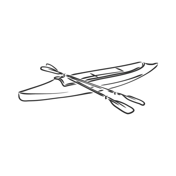 Croquis vectoriel kayak sur fond blanc — Image vectorielle