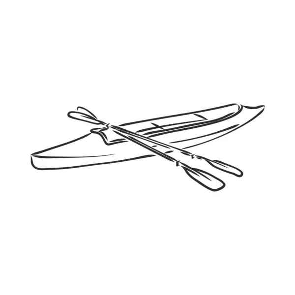 Kayak dibujo vectorial sobre un fondo blanco — Vector de stock