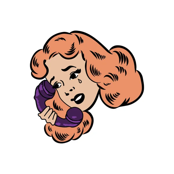 Pop Art γυναίκα μιλάει στο τηλέφωνο ένα χαρακτήρα κόμικ βιβλίο — Διανυσματικό Αρχείο