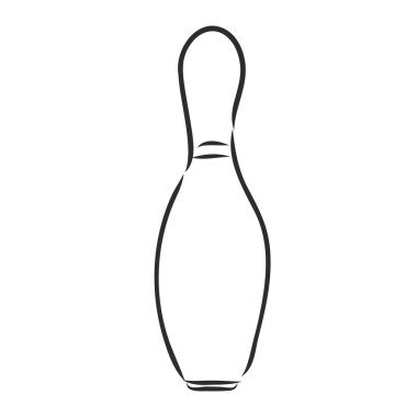 Bowling Skittles ve top skeç vektör illüstrasyonu