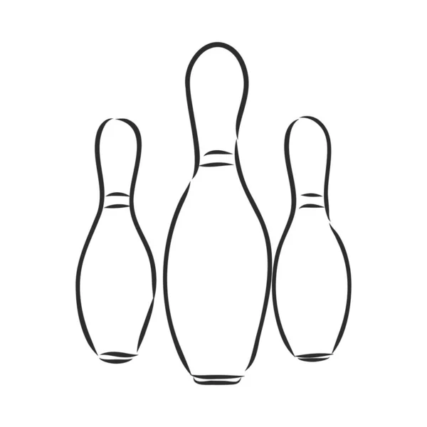 Bowling kuželky a koule skica vektorové ilustrace — Stockový vektor