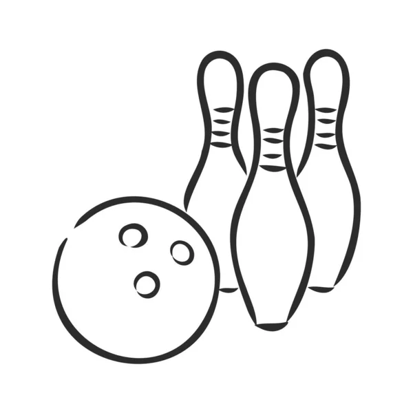 ボウリングのスキルとボールのスケッチベクトルのイラスト — ストックベクタ