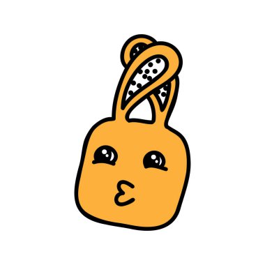 Karalama karakteri. Şeftali karakteri. Şirin bir karakter. Tatlı meyve tarzı. Çizgi film. Çizim vektörü. kawaii karakteri, vektör çizimi çizimi