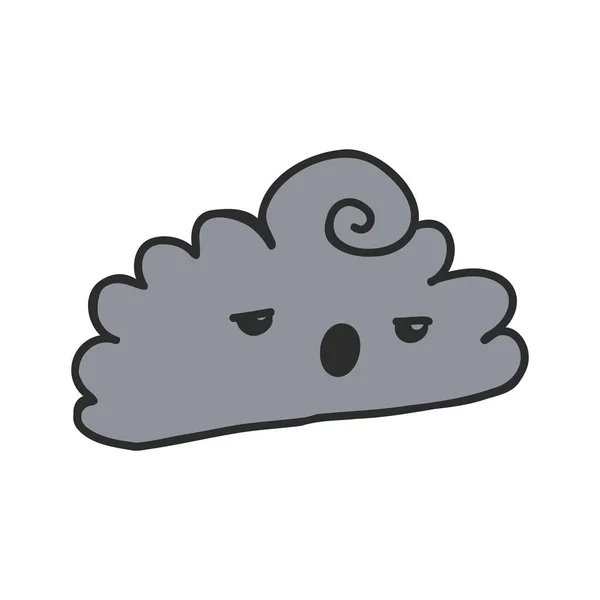 Vettore disegnato a mano doodle schizzo nube con faccia isolata su sfondo bianco — Vettoriale Stock