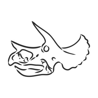 Dinozor Kafatası. T-Rex Kafatası dinozor iskelet vektörünün çizimi