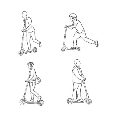 Devamlı kuyruk halinde olan bir kadın elektrikli scooter kullanıyor.