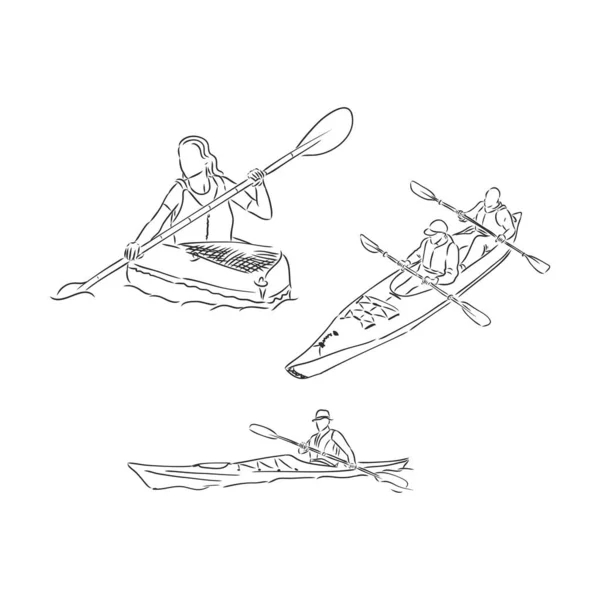 Kayak sketch vector ilustración kayak vector ilustración — Vector de stock