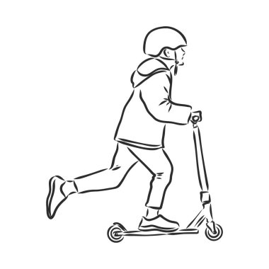 Devamlı kuyruk halinde olan bir kadın elektrikli scooter kullanıyor.