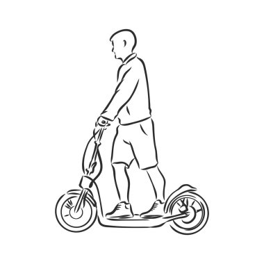 Devamlı kuyruk halinde olan bir kadın elektrikli scooter kullanıyor.