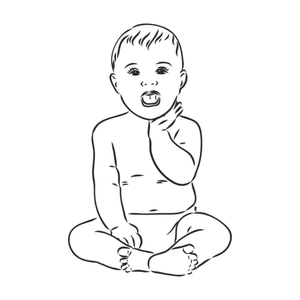 Figura de bebé. Vista frontal, lateral y trasera. Hermoso chico del cuerpo, personaje hijo, ilustración vectorial — Vector de stock