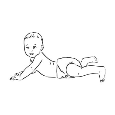 Bebek figürü. Ön, yan ve arka görüş. Güzel vücut çocuğu, karakter çocuğu, vektör çizimi