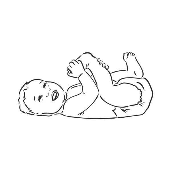 Uma figura de bebé. Vista frontal, lateral e traseira. Corpo bonito menino, personagem criança, ilustração vetorial —  Vetores de Stock