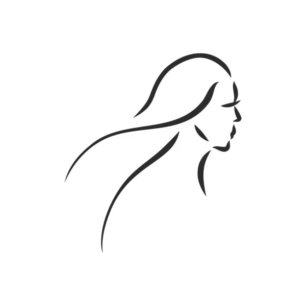美しい髪の女性のシルエットのベクトルイラスト — ストックベクタ
