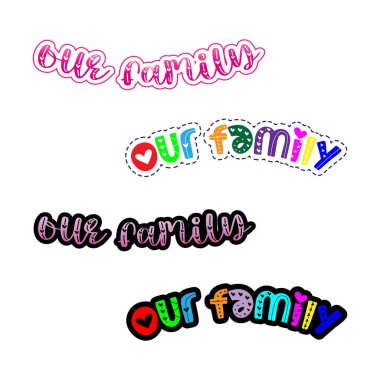 Aile kaligrafi el yazısı metnimiz bir fotoğraf albümü, vektör illüstrasyonunda kullanılacak.