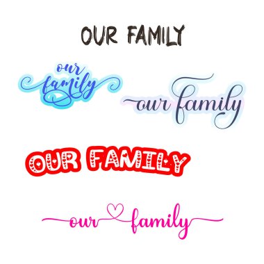 Aile kaligrafi el yazısı metnimiz bir fotoğraf albümü, vektör illüstrasyonunda kullanılacak.