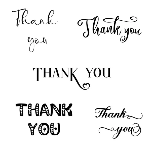 THANK YOU hand lettering custom handmade calligraphy, vector thank you inscription sign — Stock Vector