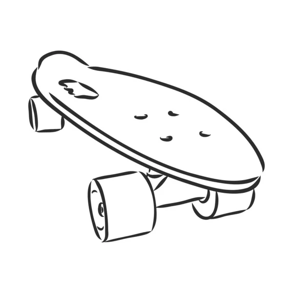 手描きスケートボードスケートボードロングボードベクトルスケッチ — ストックベクタ