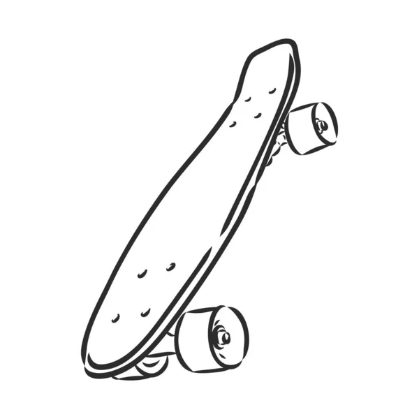 Skateboard disegnato a mano Skateboard longboard schizzo vettoriale — Vettoriale Stock