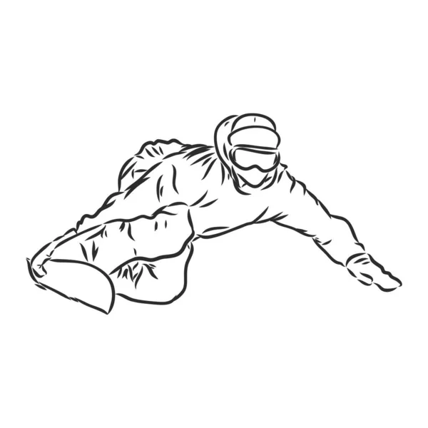 Sports d'hiver, collection snowboard. Dessin manuel. sketch vectoriel snowboarder — Image vectorielle