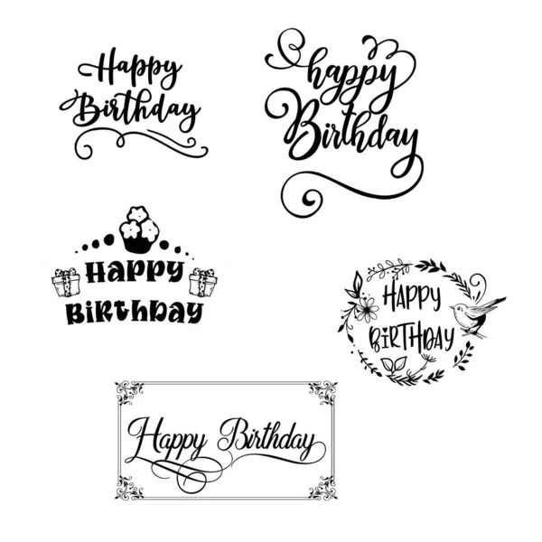 Γράμματα και καλλιγραφία μοντέρνα - χαρούμενα γενέθλια σας. Αυτοκόλλητο, σφραγίδα, λογότυπο - χειροποίητα — Διανυσματικό Αρχείο