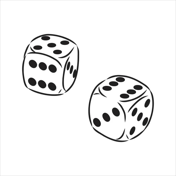 Croquis deux dés jeu dés vectoriel croquis — Image vectorielle