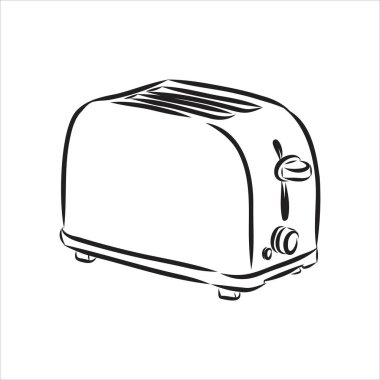 doodle tarzı kahvaltı tost makinesi illüstrasyon Vektör formatında.