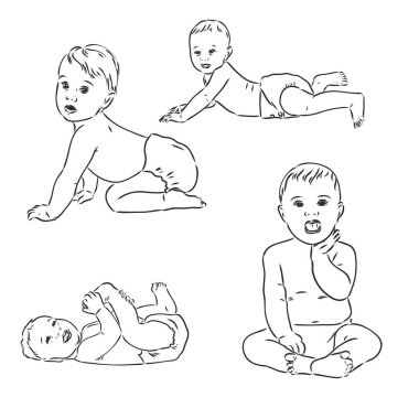 babbie. vektör çizimler gri arka plan üzerinde bir dizi