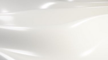 Soyut beyaz zemin, dalgaların pürüzsüz kıvrımları, üç boyutlu süt çizgileri ve şekilleri, inci renkli sıvı hareketi. Kozmetik krem, şampuan ya da parlak yüzey şablonlu yoğurt. 3d canlandırma
