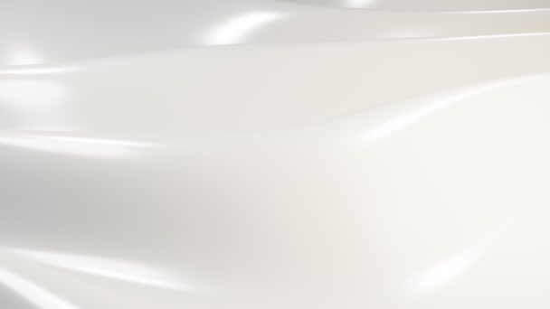 Astratto sfondo bianco, curve lisce di onde, ondulazione 3d di linee e forme lattiginose, movimento fluido color perla. Crema cosmetica, shampoo o yogurt con texture lucida modello superficiale. Animazione 3d — Video Stock