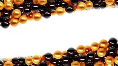 Toplar beyaz ve krom renkli yeşil izole arka planda. Kara Cuma afişi, soyut modern kapak ya da poster tasarımı, tebrik kartı. Siyah altın küreleri ve metin için boş alanı olan dinamik duvar kağıdı